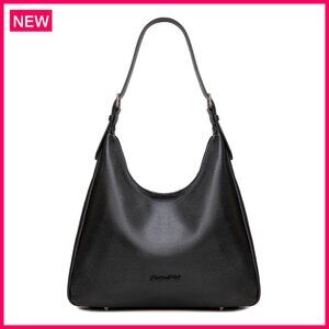 Slouchy Hobo Shoulder Bag PU Leather Adjustable Strap Multi-Pocket Tote